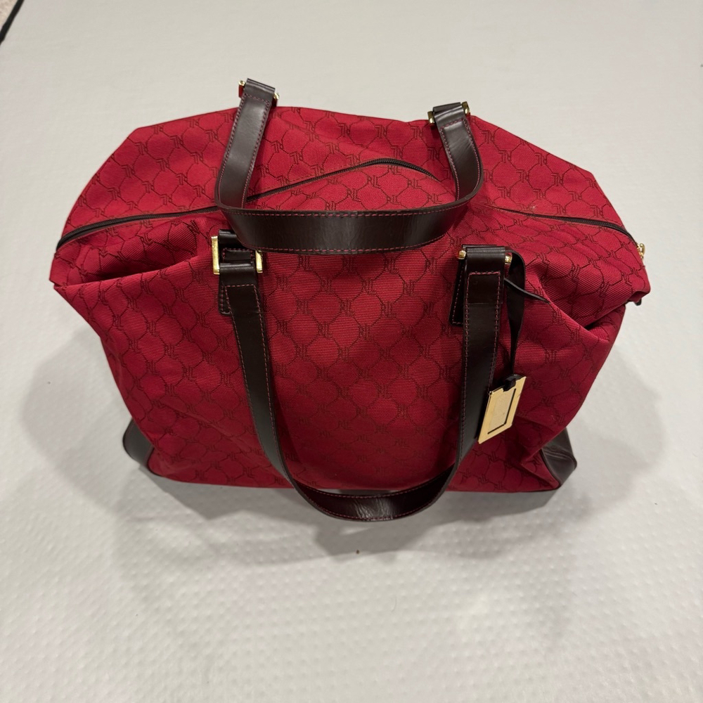 Lauren Ralph Lauren Red and Brown Travel Bag